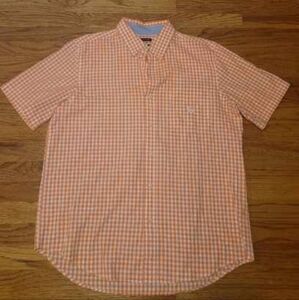Chaps Men's Peach Checkered Button Down Shirt